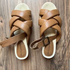 Kelsi Dagger Tan Leather Crisscross Sandals